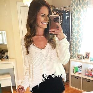 White distressed sweater!